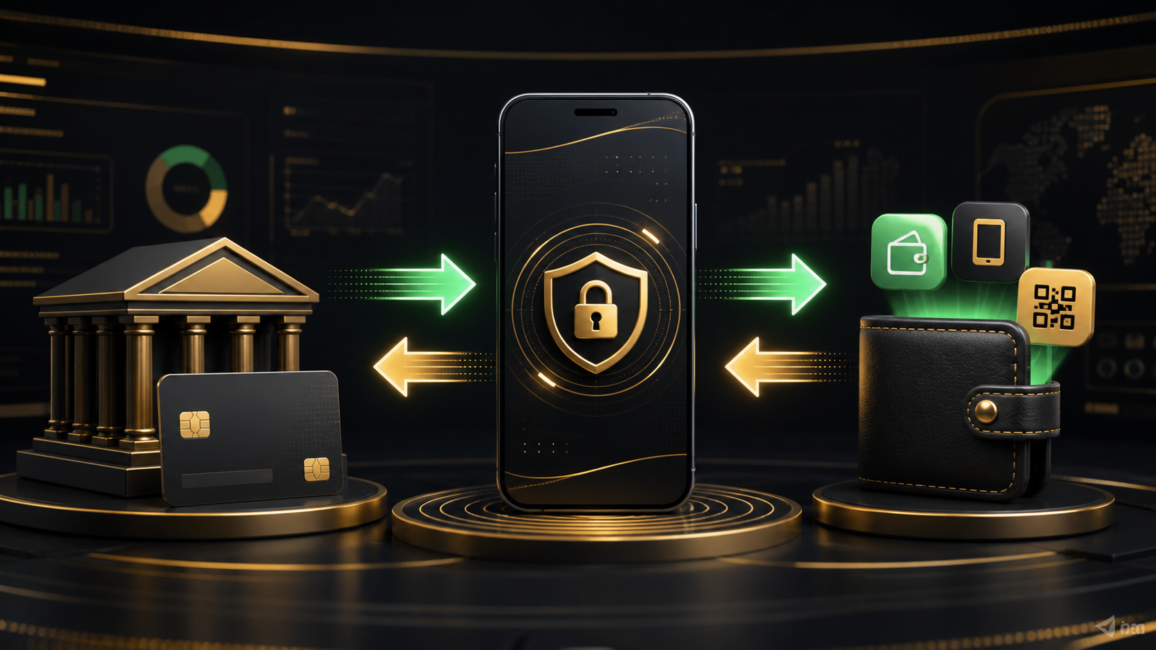 Secure bank and e-wallet transfers through a mobile phone
